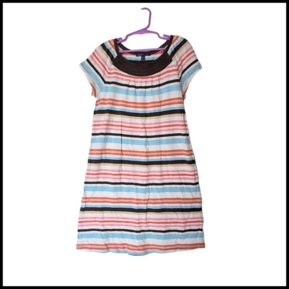 Gap Kids Outlet Dress Striped Girls size L 10 Years White Brown Blue